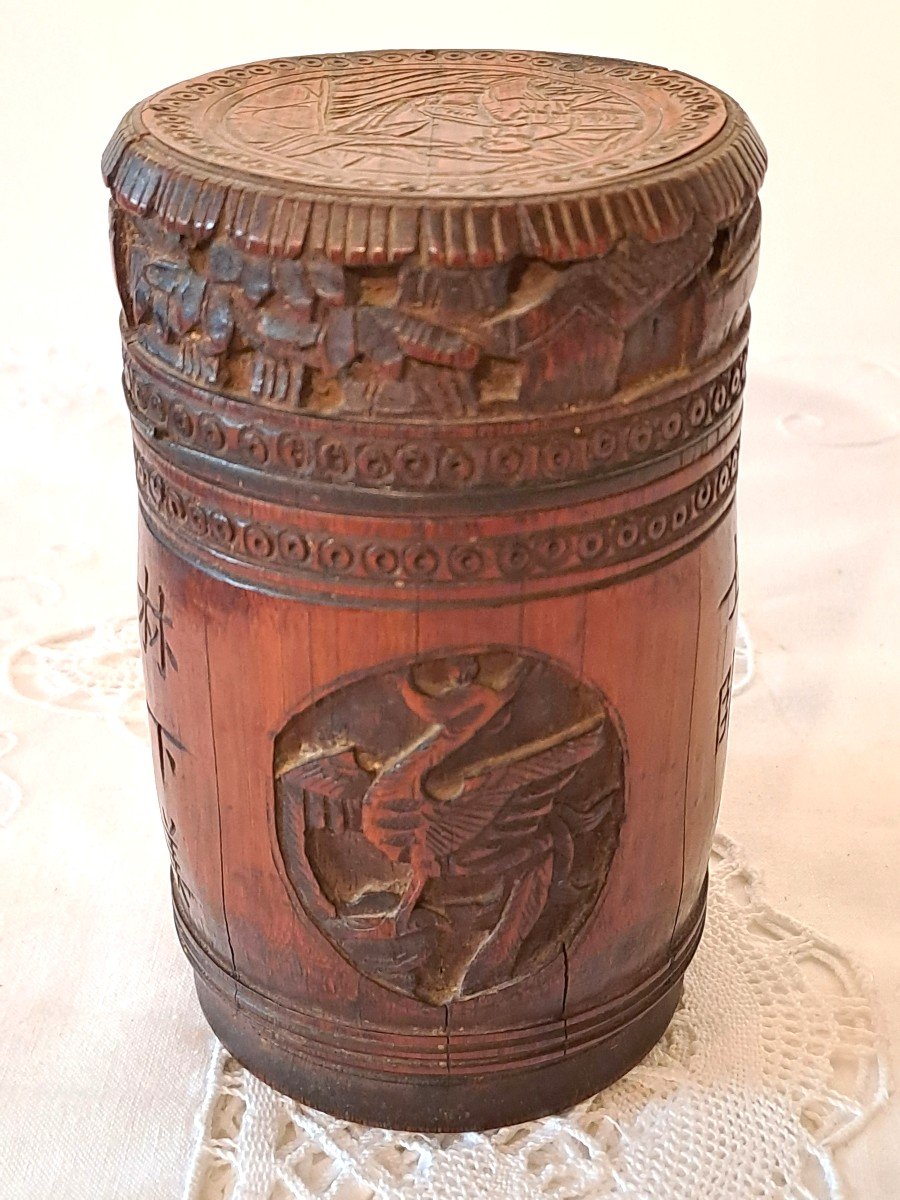 Tea Or Tobacco Pot In Carved Bamboo, China Circa 1900-photo-4