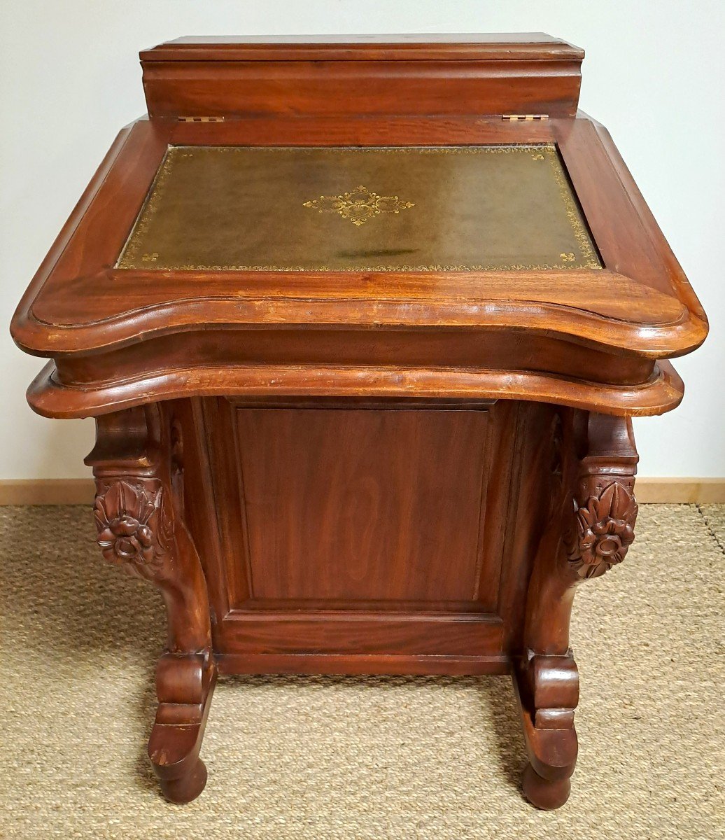 Mahogany Davenport Desk And Green Leather-wrapped Top, 19th Century-photo-2