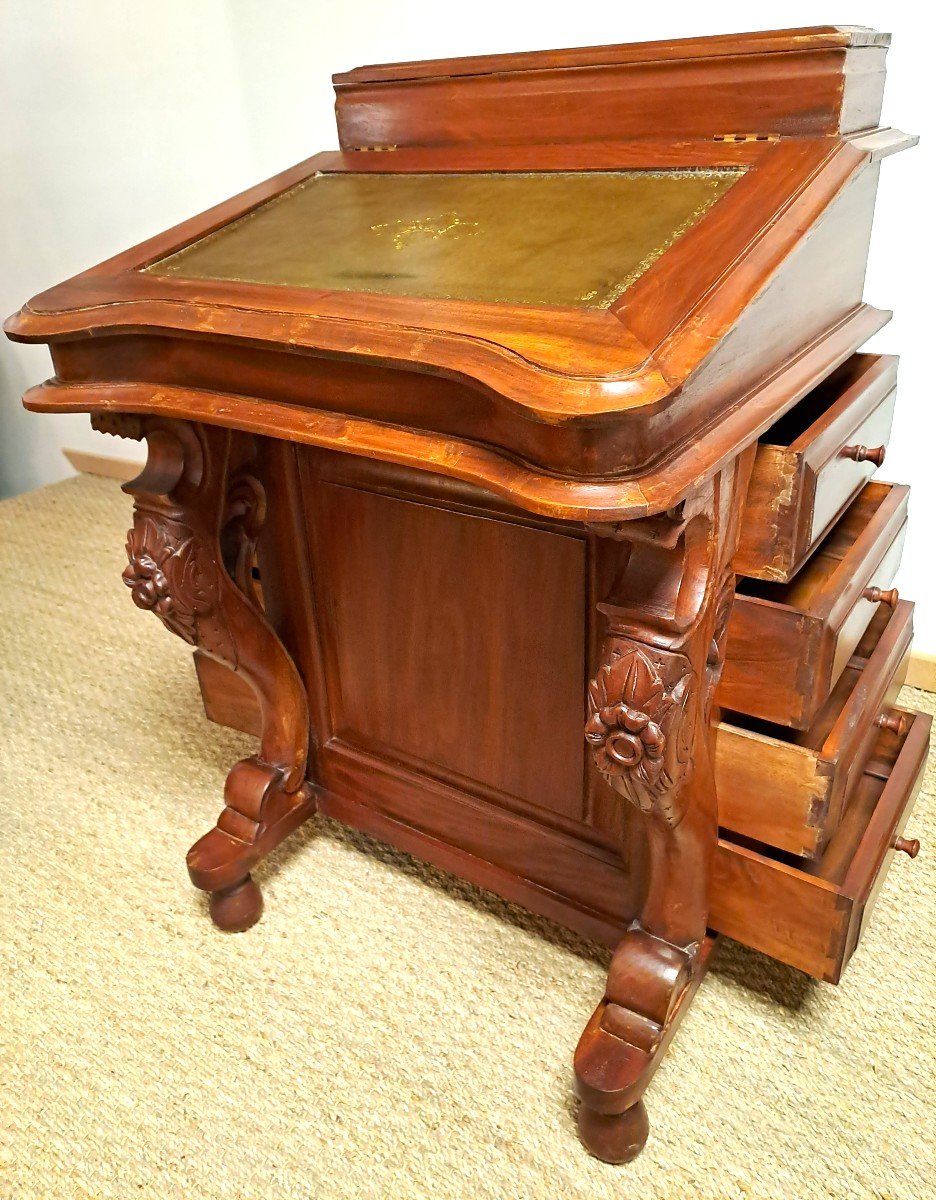 Mahogany Davenport Desk And Green Leather-wrapped Top, 19th Century-photo-1