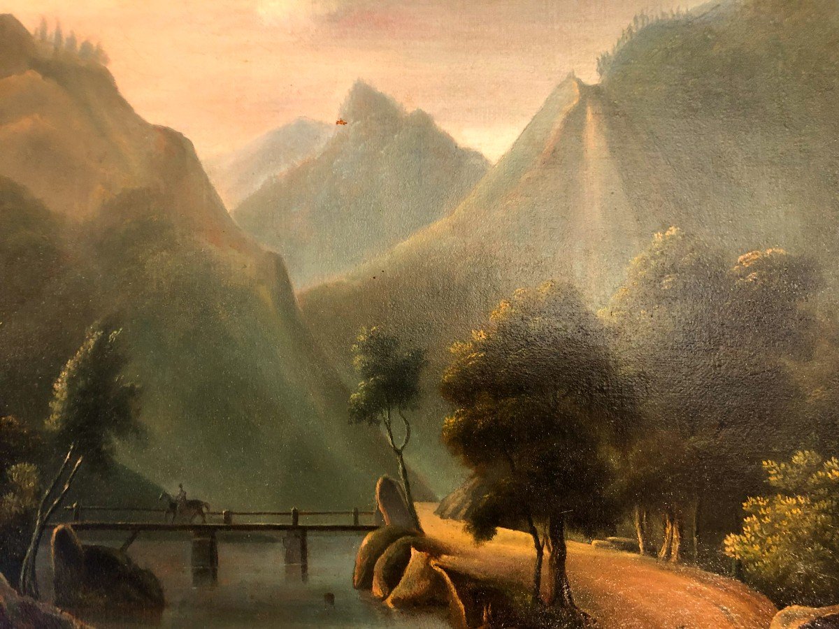 Lalande (late 18th Century - Early 19th Century), Oil On Canvas, Neoclassical Animated Landscape-photo-7