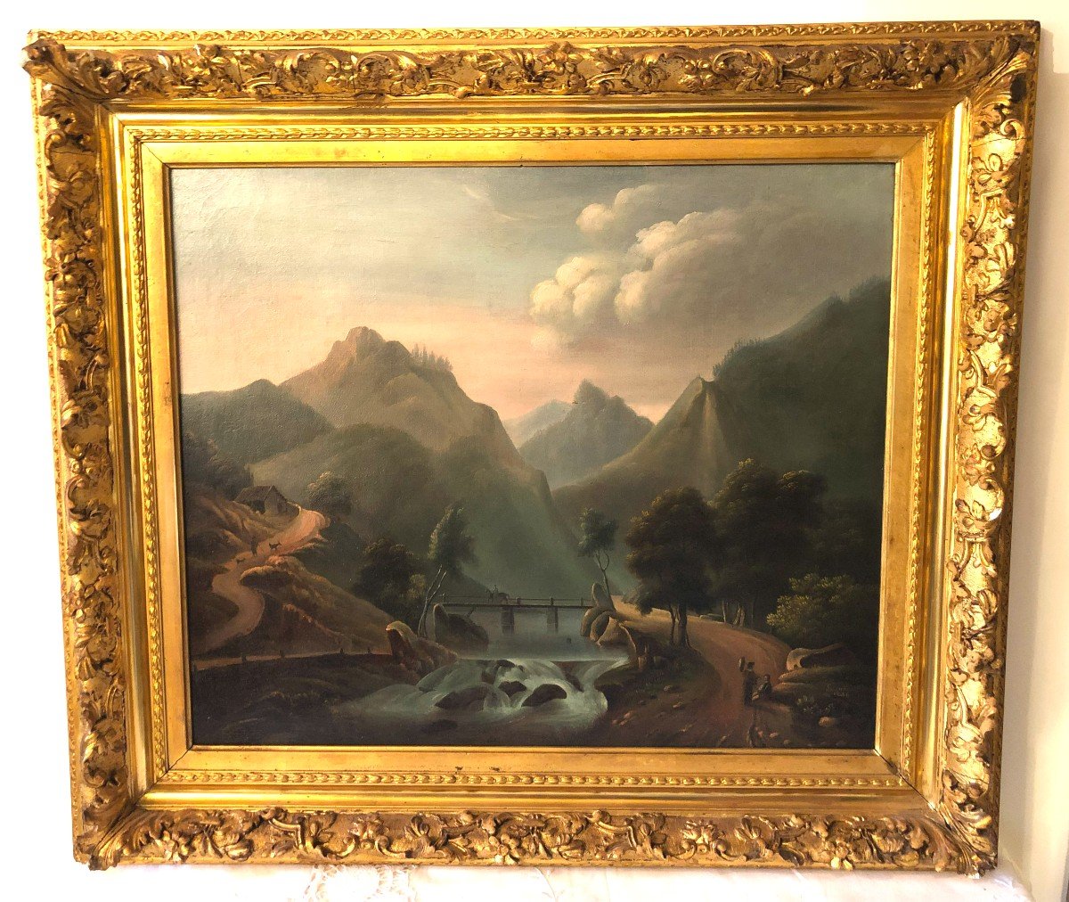 Lalande (late 18th Century - Early 19th Century), Oil On Canvas, Neoclassical Animated Landscape