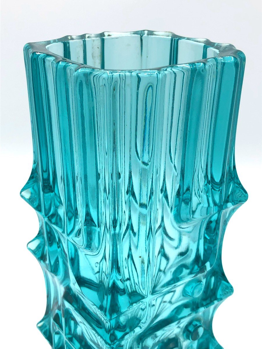 Vase Vintage "Ice Melting" Bleu par Vladislav Urban, Tchécoslovaquie, Milieu XXème Siècle-photo-1