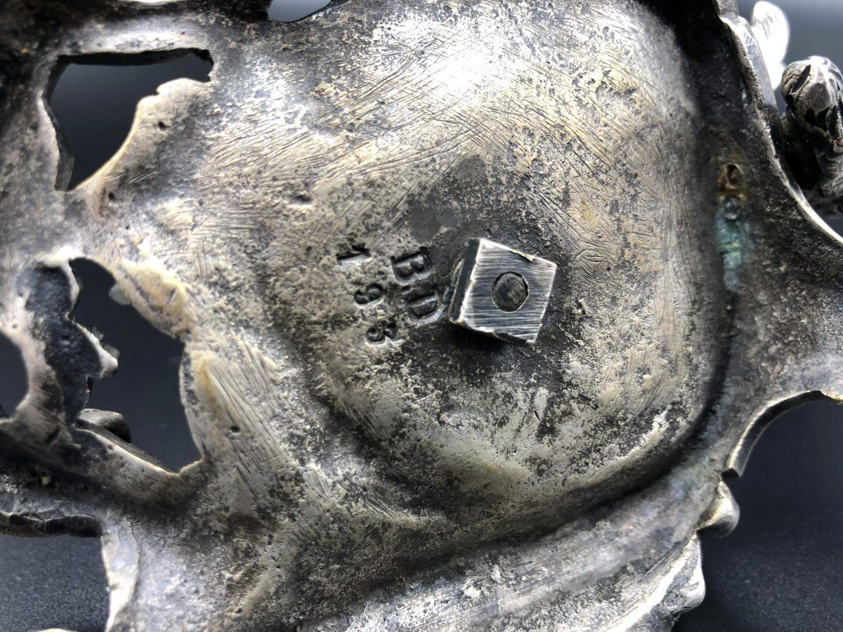 Bougeoir à Main à Décor de Chimère en Bronze Argenté, Cachet de Fondeur B.D., XIXème Siècle-photo-7