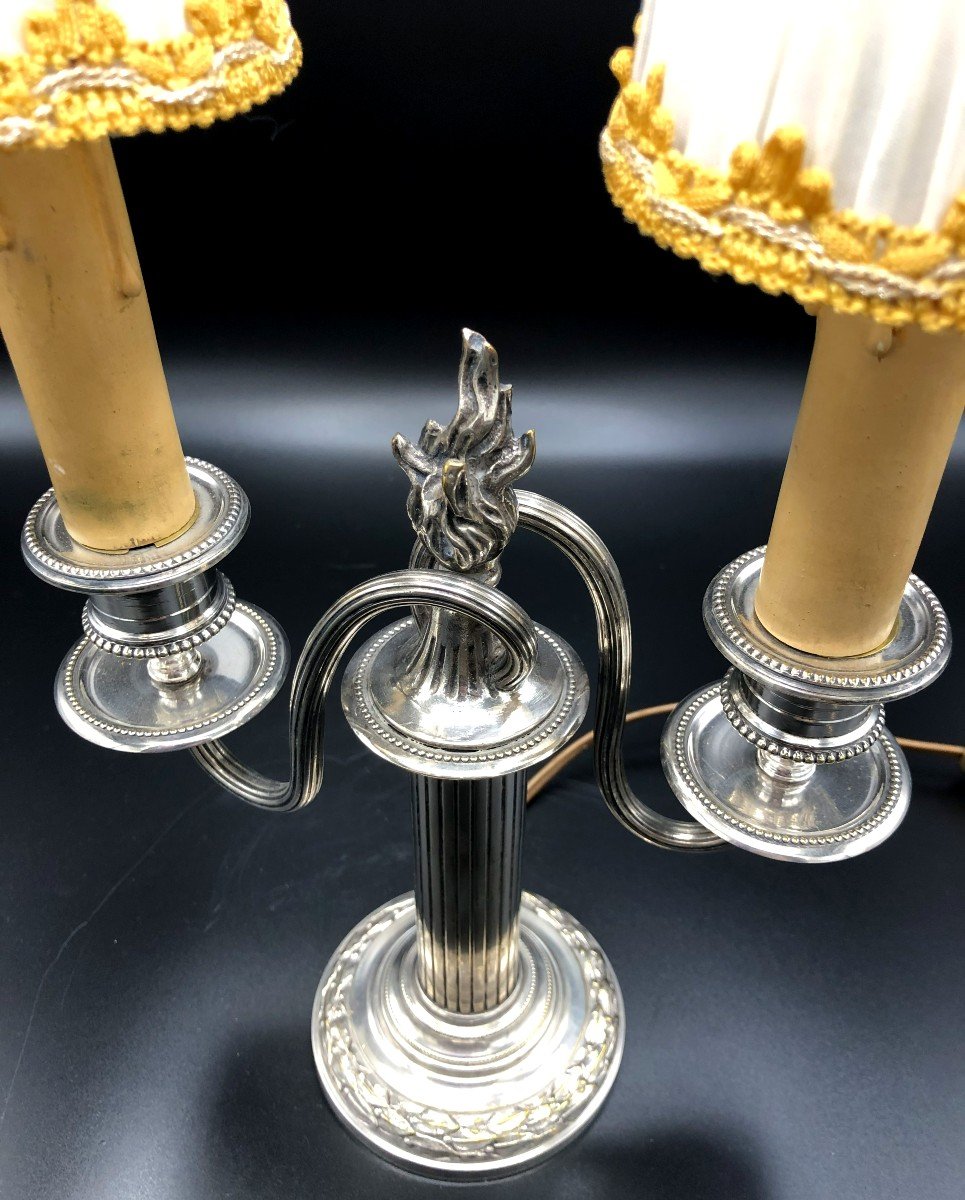 Louis XVI Style Electrified Silver Bronze Candelabra-photo-1