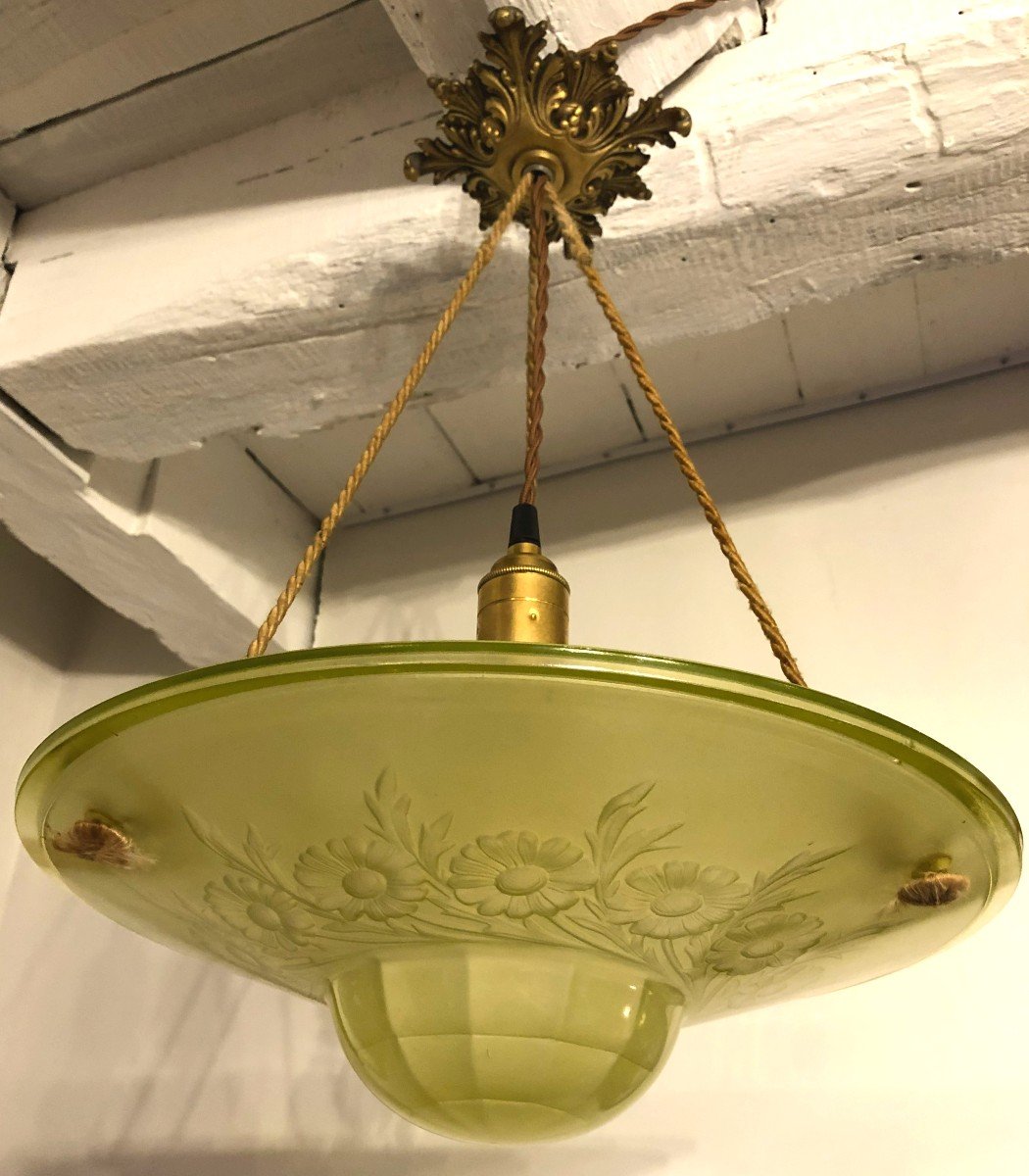 Rare Suspension Vasque En Ouraline, Art Nouveau, Début XXème Siècle-photo-2