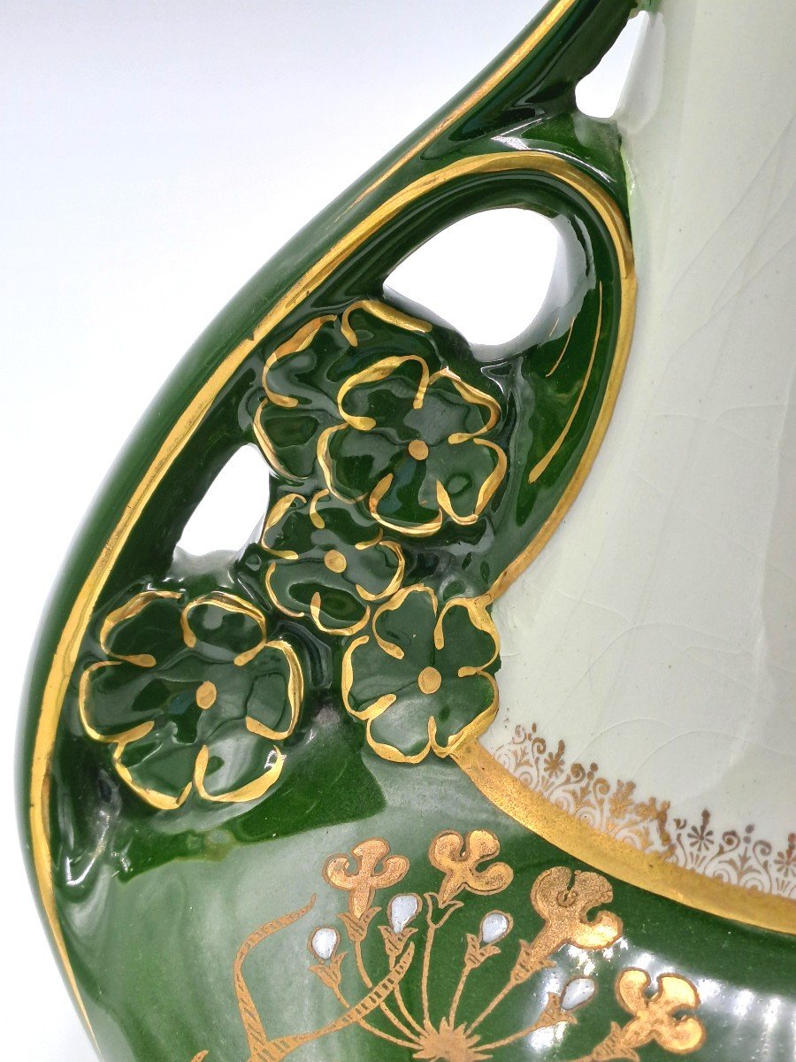 Vase Art Nouveau Keller & Guérin Lunéville en Faïence Fine, XIXème Siècle-photo-3