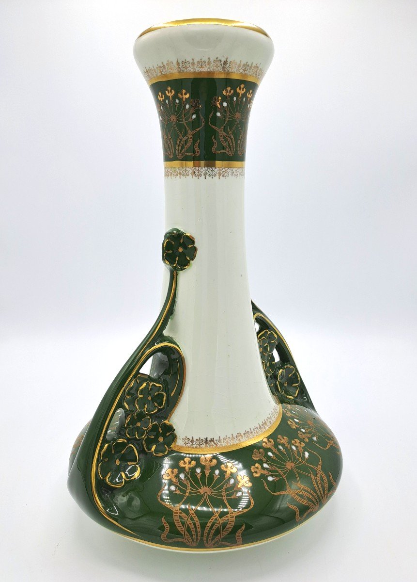 Vase Art Nouveau Keller & Guérin Lunéville en Faïence Fine, XIXème Siècle-photo-2