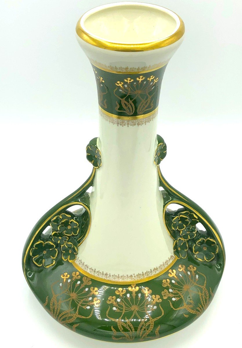 Vase Art Nouveau Keller & Guérin Lunéville en Faïence Fine, XIXème Siècle