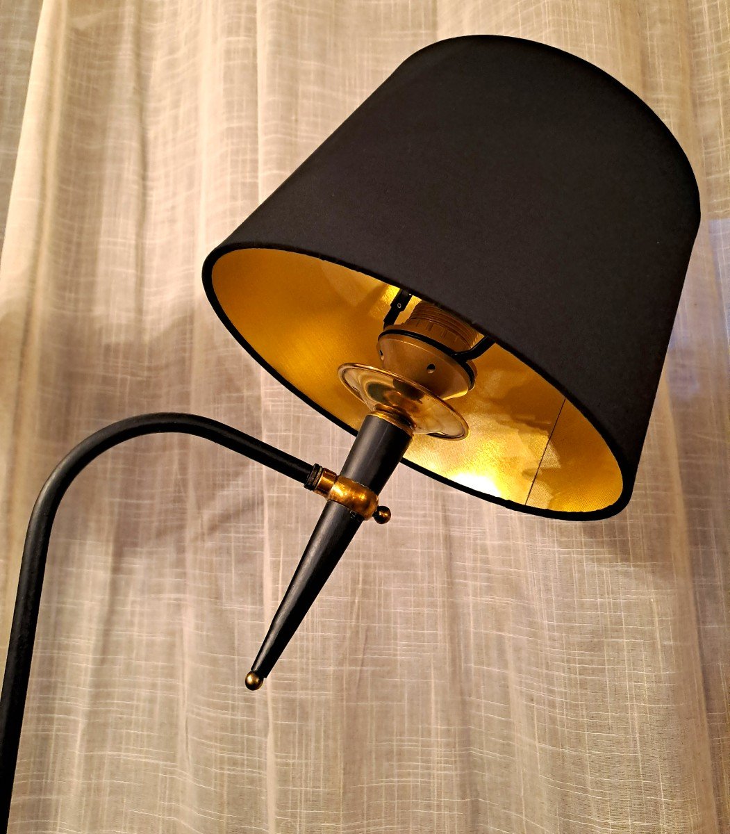 Vintage Maison Lunel Floor Lamp, In Metal And Gilded Brass, With Three Light Arms, Mid-20th-photo-3