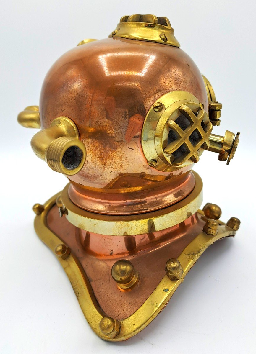 Us Marine Mark V Diving Helmet, Office Or Library Decoration, 20th Century-photo-4