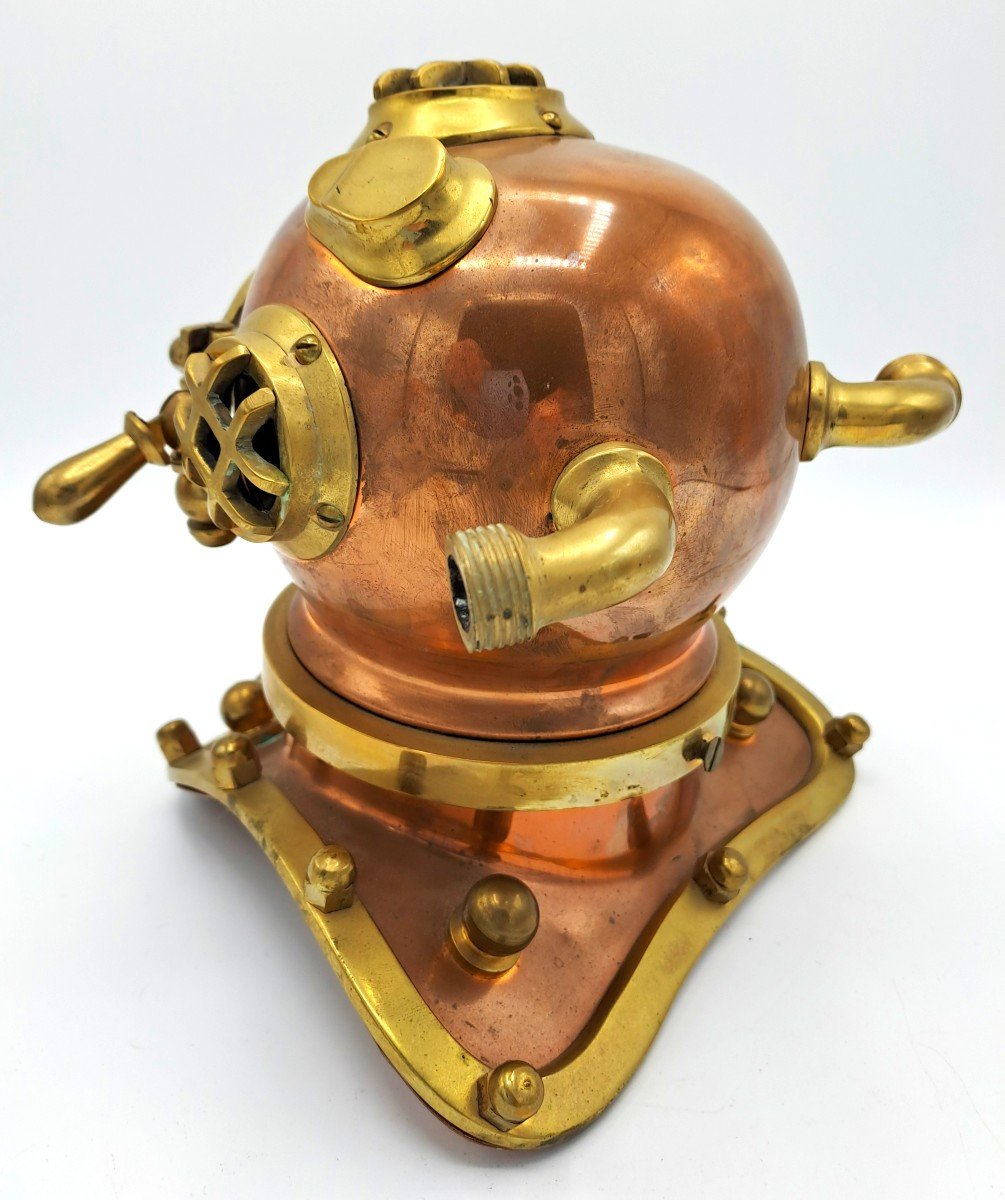 Us Marine Mark V Diving Helmet, Office Or Library Decoration, 20th Century-photo-2