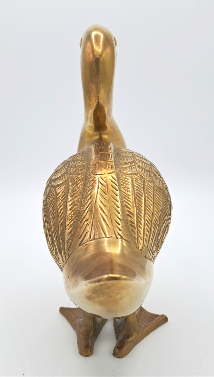 Polished Brass Duck, Mid-20th Century Vintage Design-photo-3