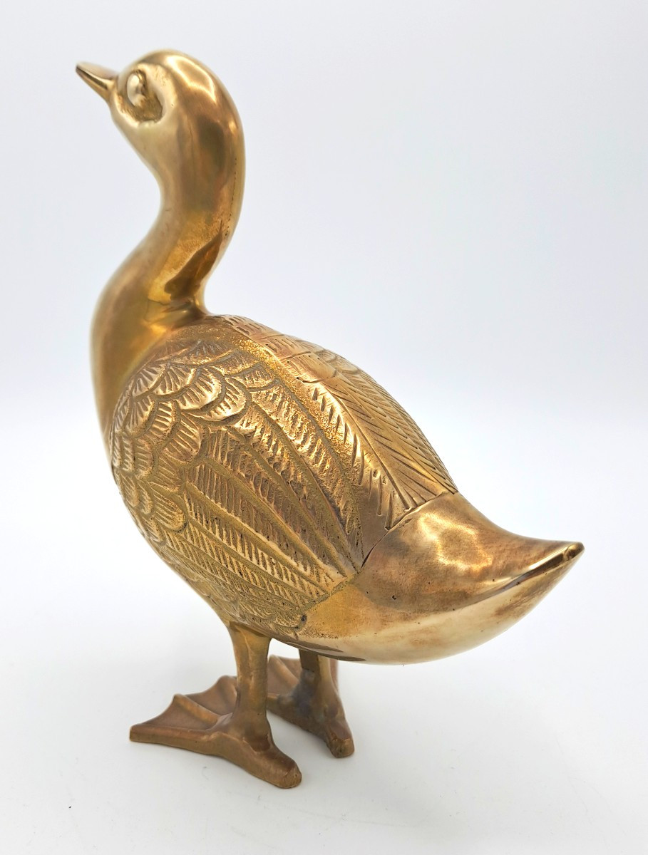 Polished Brass Duck, Mid-20th Century Vintage Design-photo-4