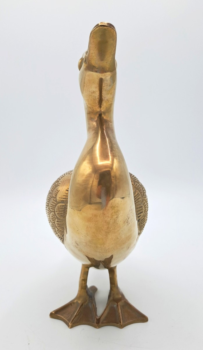 Polished Brass Duck, Mid-20th Century Vintage Design-photo-3