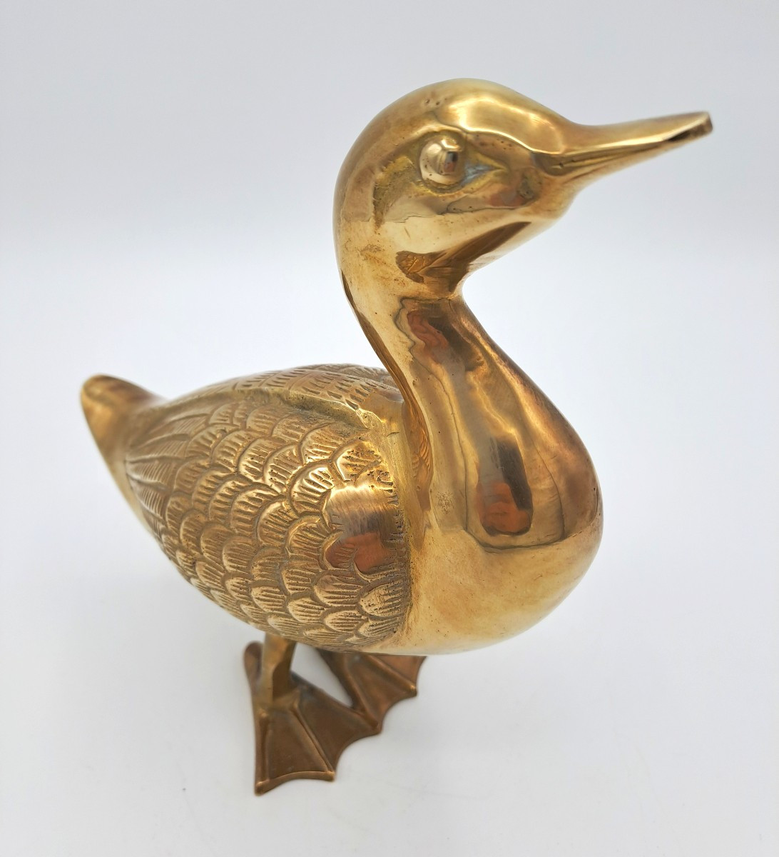 Polished Brass Duck, Mid-20th Century Vintage Design-photo-4