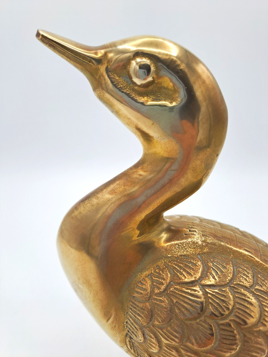 Polished Brass Duck, Mid-20th Century Vintage Design-photo-6