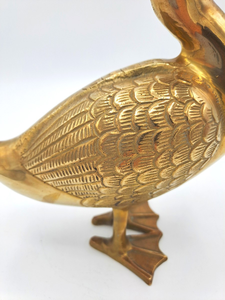 Polished Brass Duck, Mid-20th Century Vintage Design-photo-7