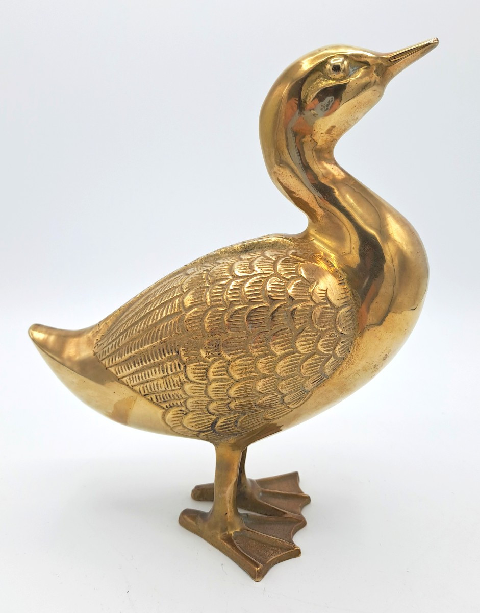 Polished Brass Duck, Mid-20th Century Vintage Design