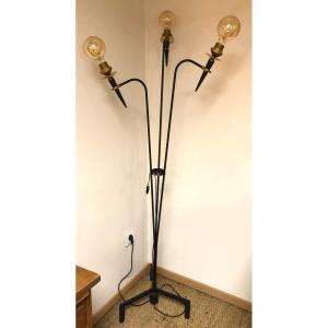 Vintage Floor Lamp With 3 Arms Of Light From Maison Lunel, 1950s