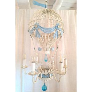 Hot Air Balloon Chandelier With 6 Lights, Mid 20th Century