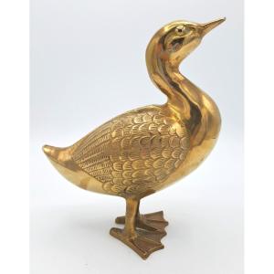 Polished Brass Duck, Mid-20th Century Vintage Design