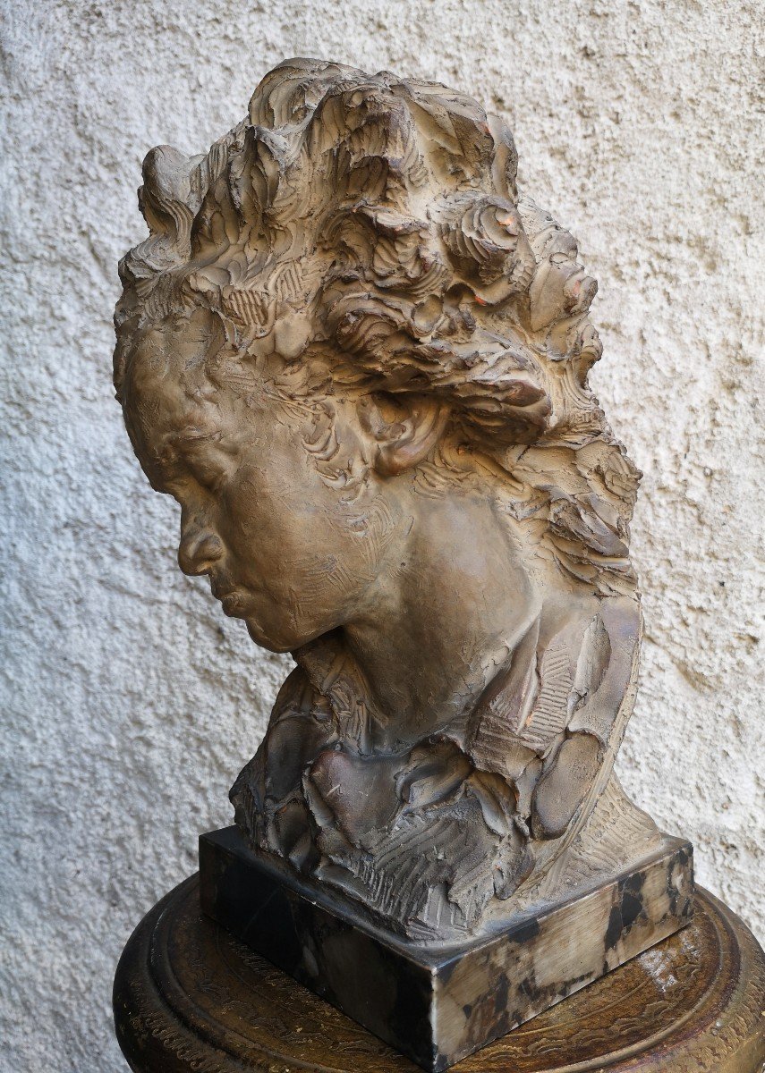 Terracotta Bust Of Beethoven Signed Fernand Cian-photo-4