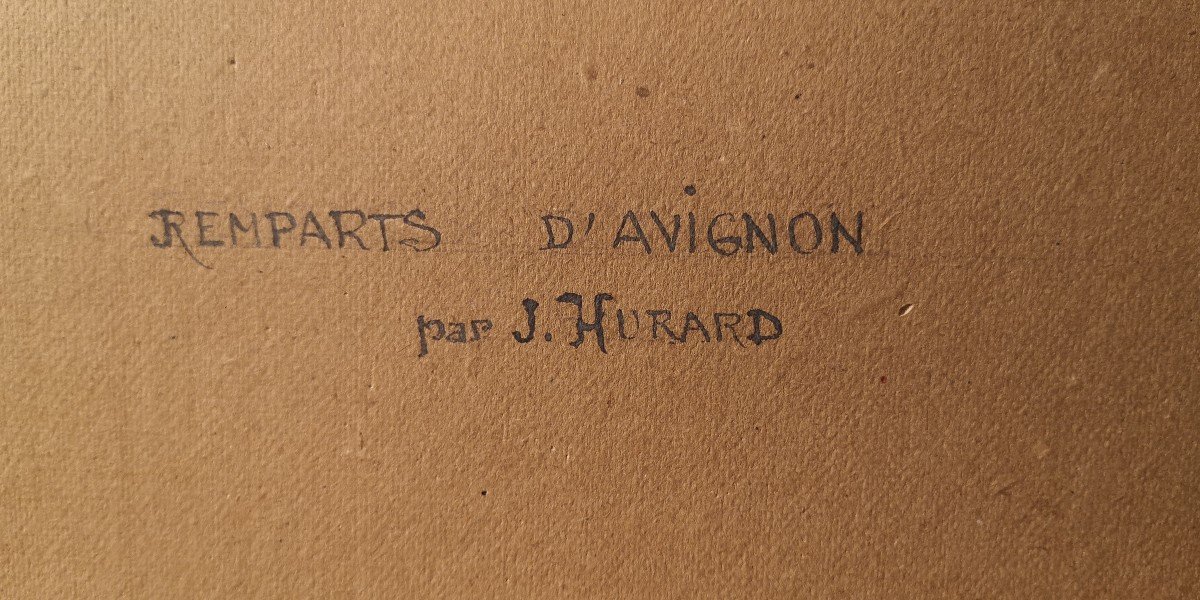 Joseph Hurard, Les Remparts d'Avignon, Technique Mixte-photo-4