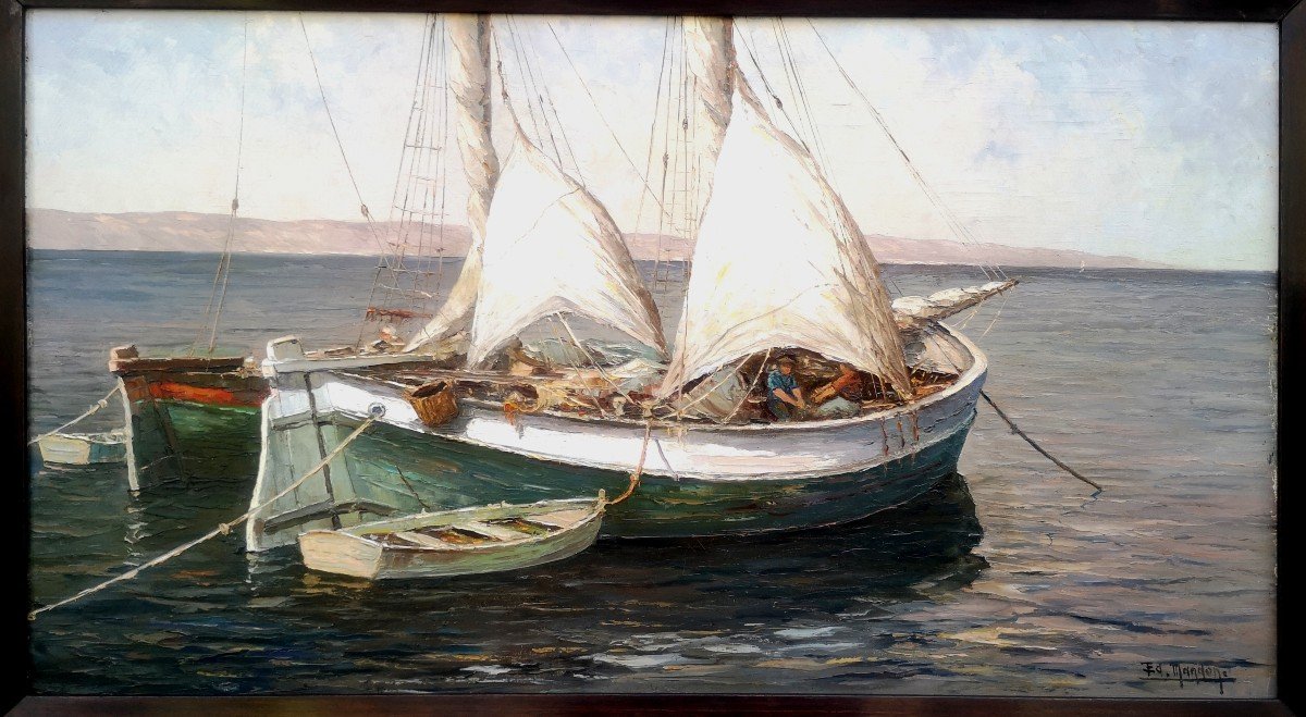 Edouard Mandon, "Tartanes", Marine,  étang de Berre 