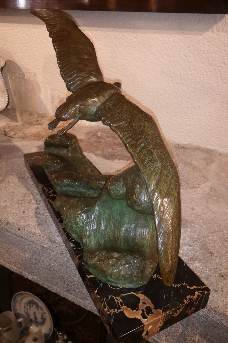 Alexandre Ouline, Mouette en vol, Bronze Art Déco -photo-3