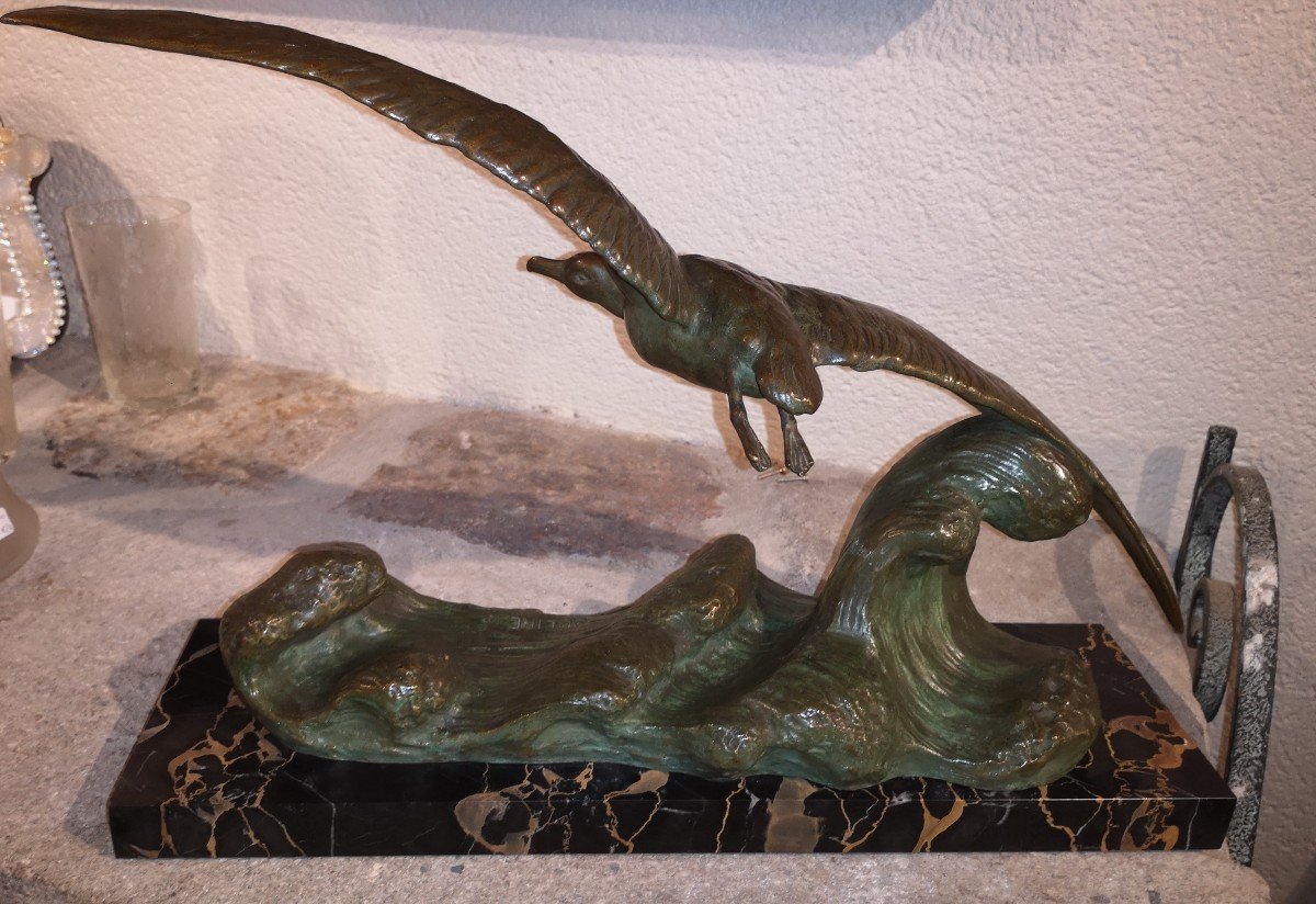 Alexandre Ouline, Mouette en vol, Bronze Art Déco -photo-4