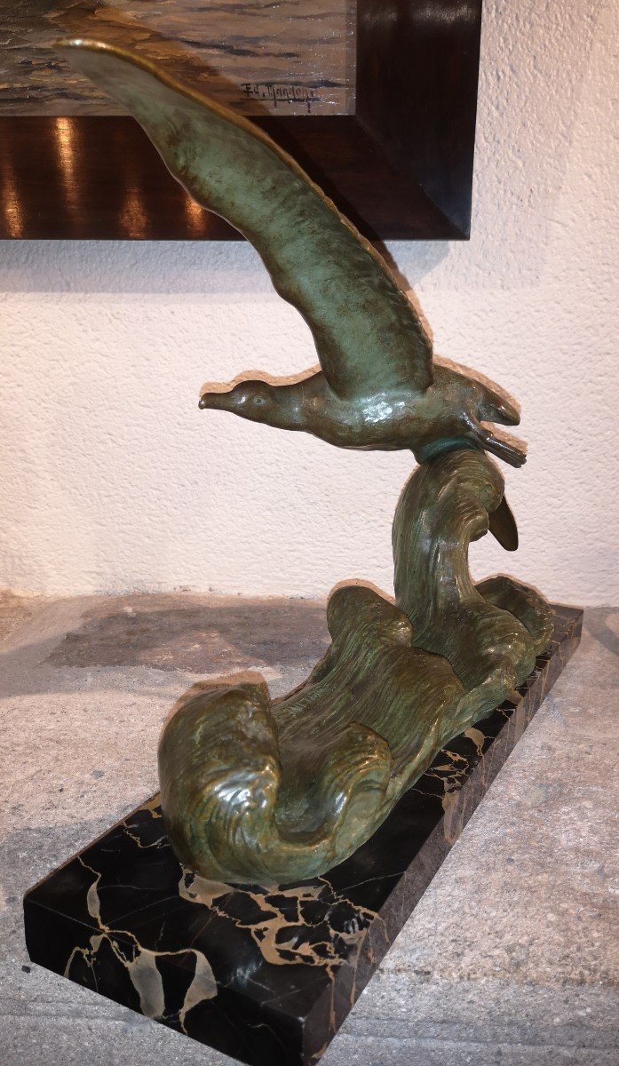 Alexandre Ouline, Mouette en vol, Bronze Art Déco -photo-1