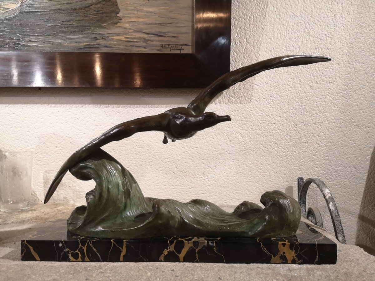 Alexandre Ouline, Mouette en vol, Bronze Art Déco -photo-3