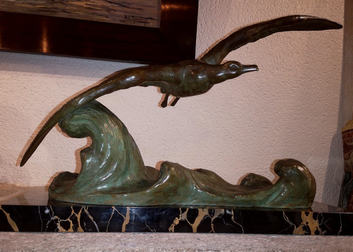 Alexandre Ouline, Mouette en vol, Bronze Art Déco 