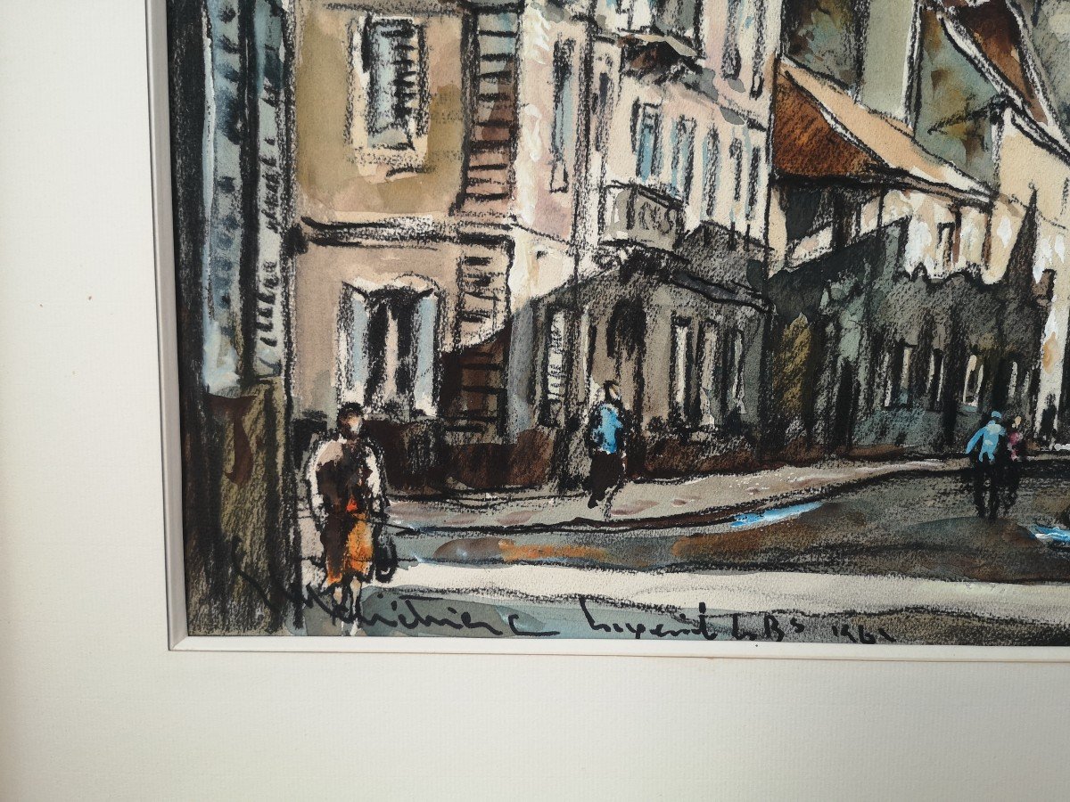 Emile Ménétrier, Luxeuil-les-bains, gouache et fusain -photo-2