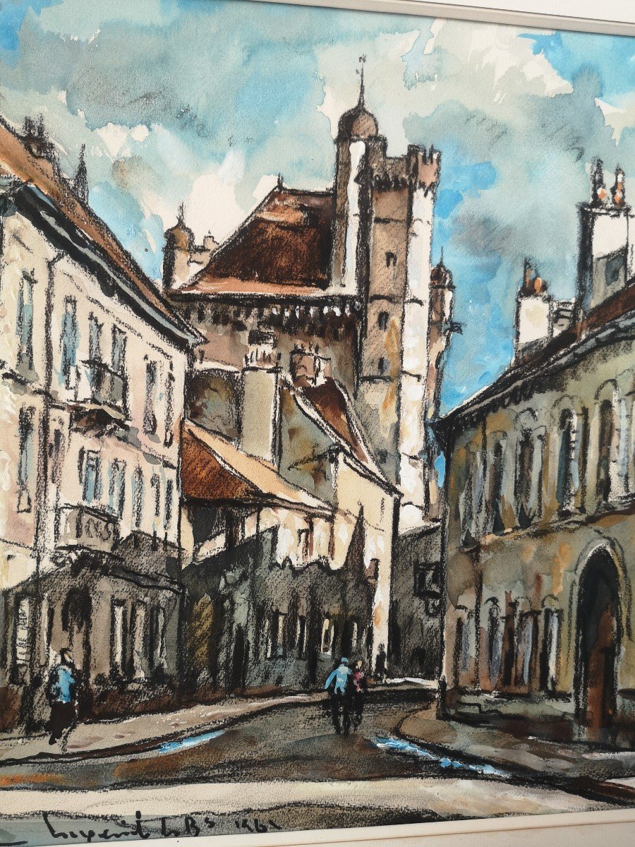 Emile Ménétrier, Luxeuil-les-bains, gouache et fusain -photo-3