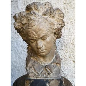 Buste en terre cuite de Beethoven signé Fernand Cian