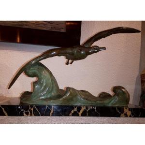 Alexandre Ouline, Mouette en vol, Bronze Art Déco 