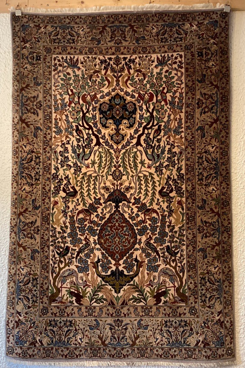 Isfahan Carpet 1.60 X 1.10 Wool And Silk