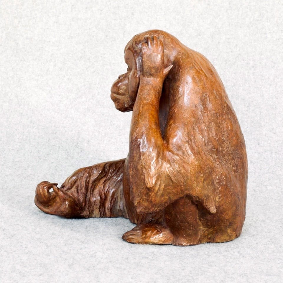 Animal Bronze "orangutan" By Florence Jacquesson-photo-3