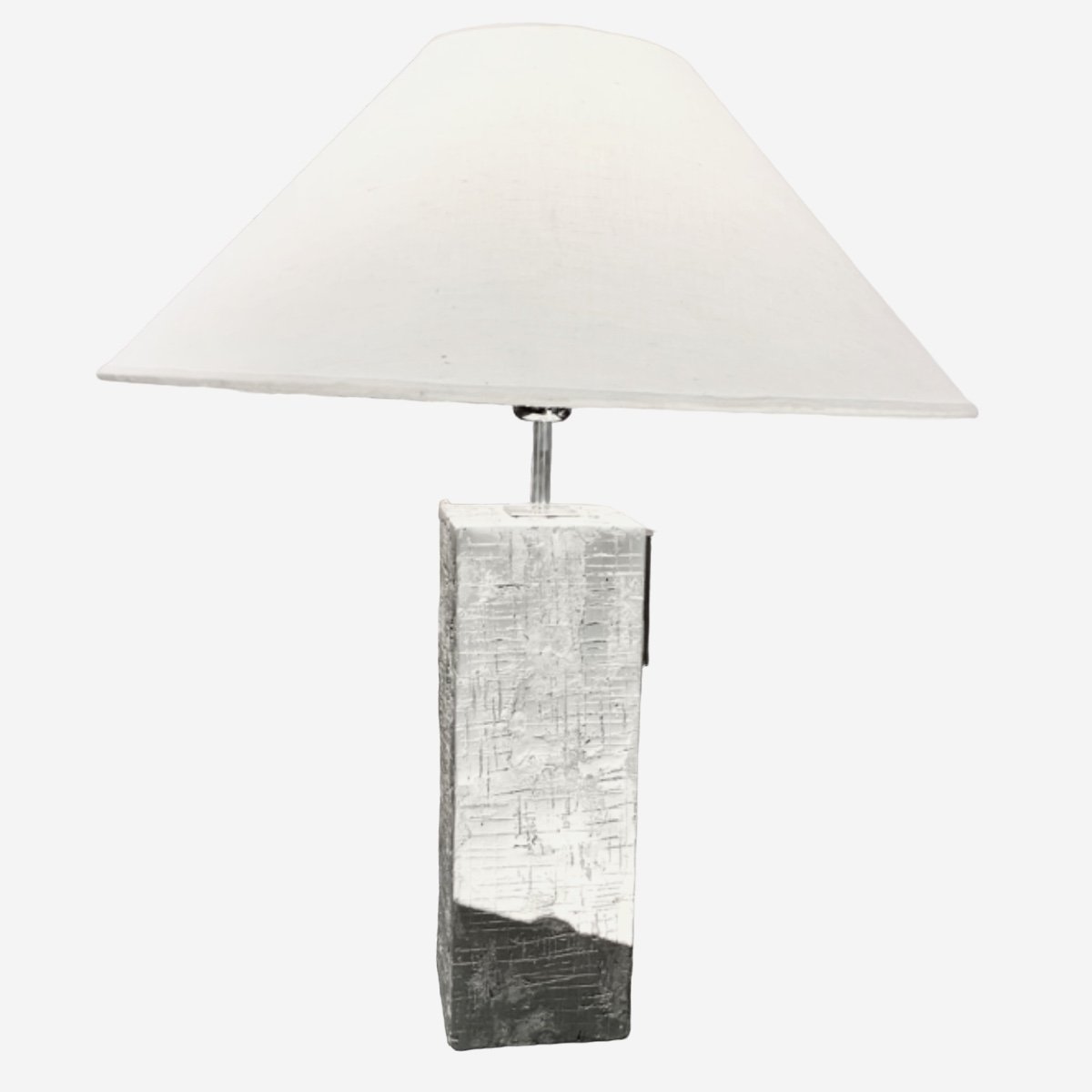 Pair Of Textured Aluminum Lamps -photo-2