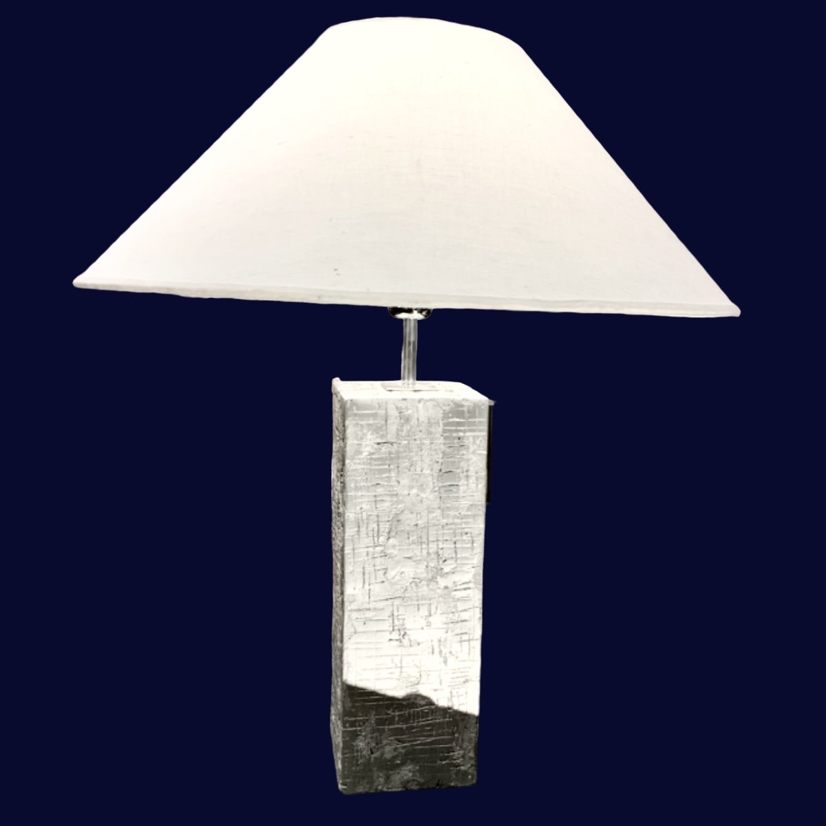 Pair Of Textured Aluminum Lamps -photo-4