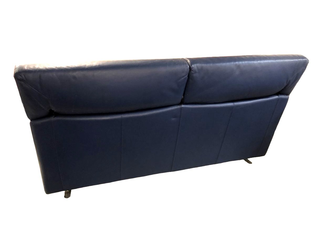 "1980s Italian Sofa By Paolo Piva In Blue Leather With Round Swivel Shelves."-photo-1