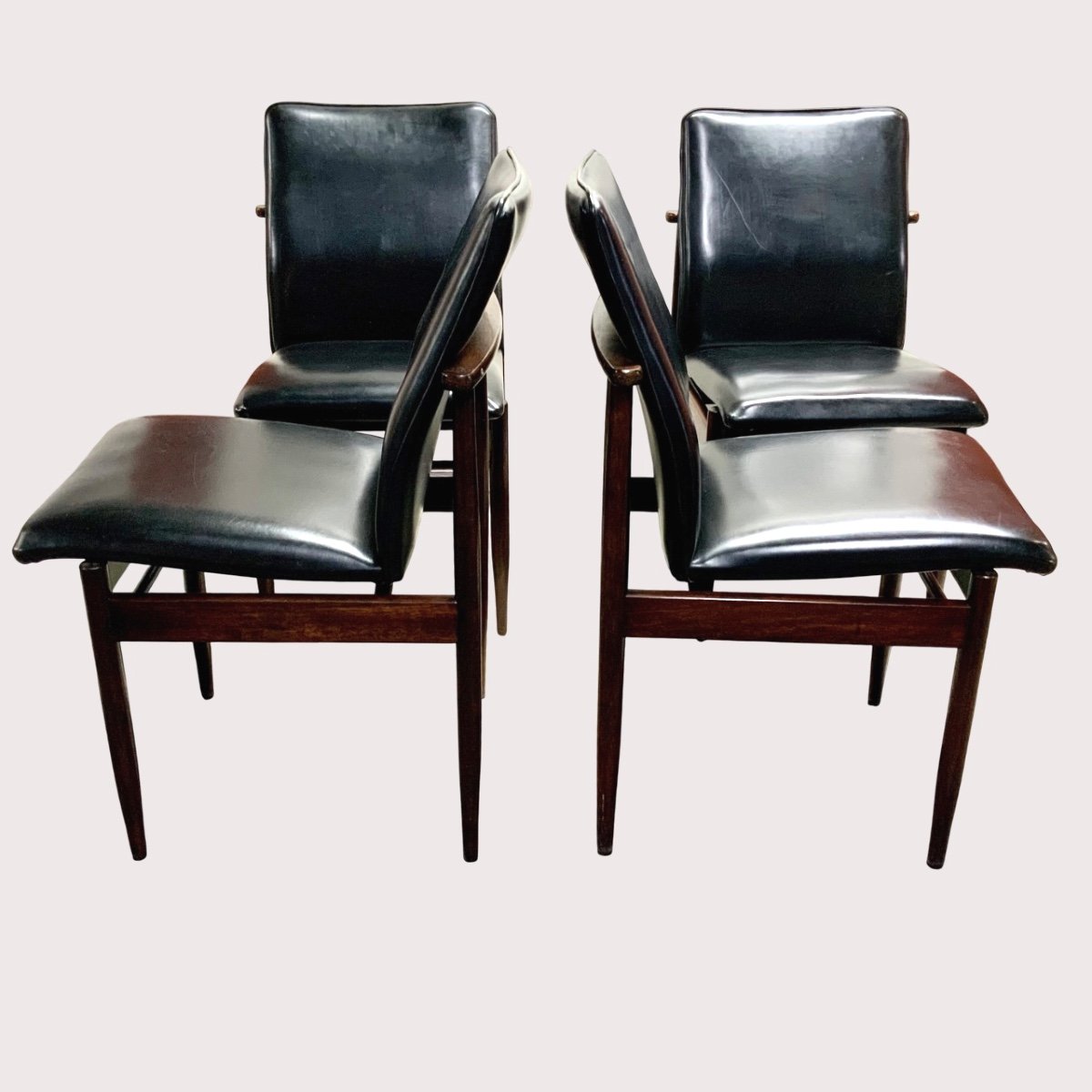 4 Scandinavian Rosewood Chairs, 1960s/70s-photo-7