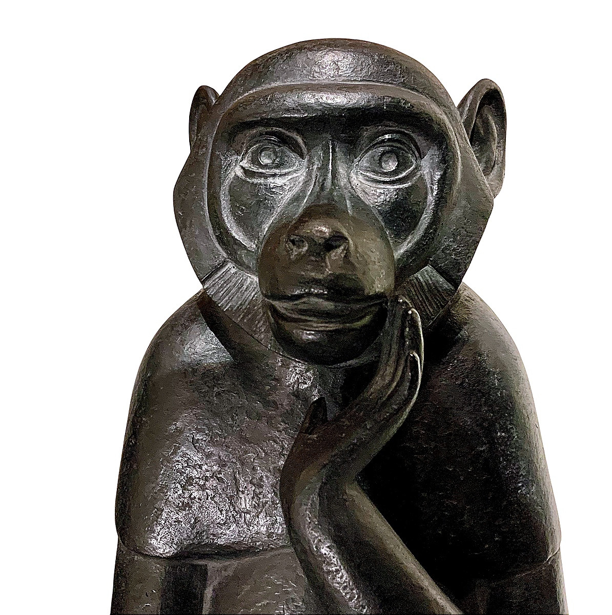 Trio Of Monkeys "colobus Of Unwisdom" Bronze Sculptures By Florence Jacquesson -photo-5