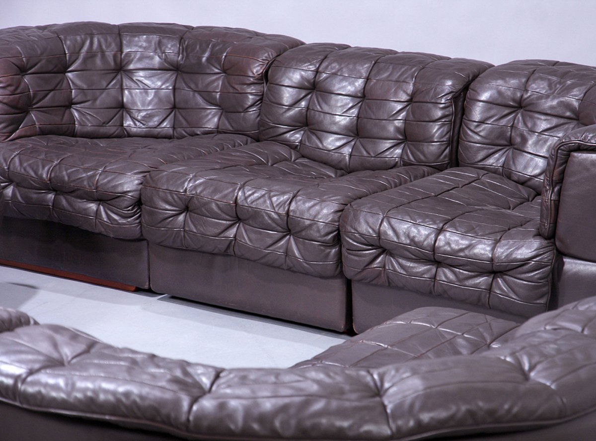 Cuir De Sede Ds11 Sofa In Brown Leather With 8 Elements Including 3 ...-photo-2