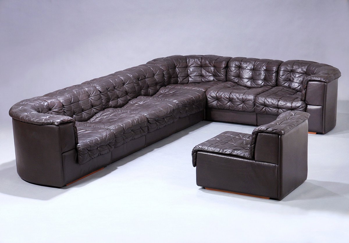 Cuir De Sede Ds11 Sofa In Brown Leather With 8 Elements Including 3 ...