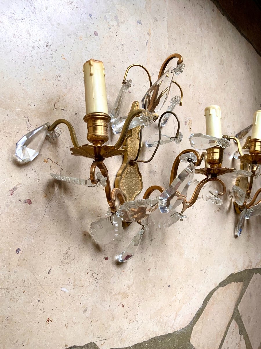 Pair Of Sconces In Gilt Bronze-photo-3