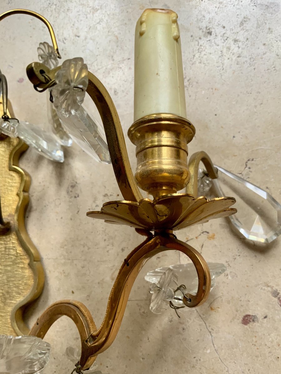 Pair Of Sconces In Gilt Bronze-photo-3