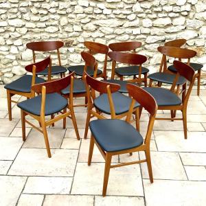 Series Of 12 Scandinavian Design Chairs 1960s