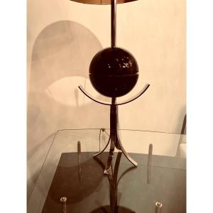 Large Table Lamp In Bakelite And Chrome Metal 1970s